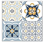 Set 12 placi autocolante din vinil 30 x 30 cm rezistente la apa model FLORAL Multicolor DP0201