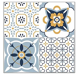 Set 12 placi autocolante din vinil 30 x 30 cm rezistente la apa model FLORAL Multicolor DP0201