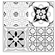 Set 12 placi autocolante din vinil 30 x 30 cm rezistente la apa model FLORAL ALB NEGRU DP0202
