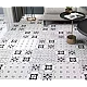 Set 12 placi autocolante din vinil 30 x 30 cm rezistente la apa model FLORAL ALB NEGRU DP0202