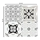 Set 12 placi autocolante din vinil 30 x 30 cm rezistente la apa model FLORAL ALB NEGRU DP0202