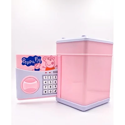 Pusculita pentru copii cu functie ATM cod pin si seif Roz/Alb Peppa Pig Pusculita pentru copii cu functie ATM cod pin si seif Roz/Alb Peppa Pig