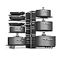 Suport vesela bucatarie ajustabil multifunctional cu 5 rafturi pentu capace sau tigai Suport vesela bucatarie ajustabil multifunctional cu 5 rafturi pentu capace sau tigai