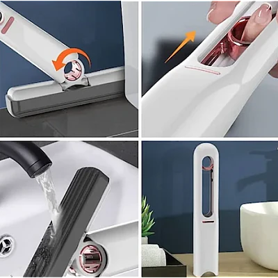 Mini mop portabil cu sistem autostoarcere pentru suprafete si geamuri Mini mop portabil cu sistem autostoarcere pentru suprafete si geamuri