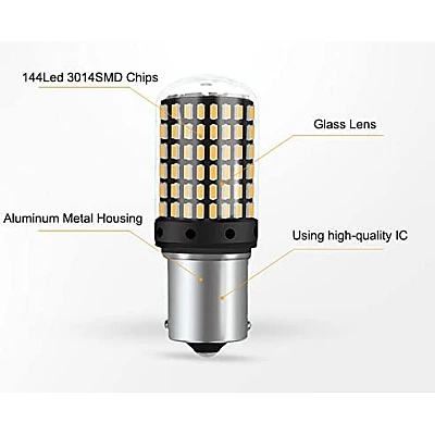 Set 2 Becuri LED pentru semnalizare culoare ALB soculu PY21W LED 1156 pentru 144 SMD Set 2 Becuri LED pentru semnalizare culoare ALB soculu PY21W LED 1156 pentru 144 SMD