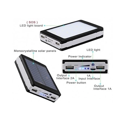 Baterie externa 2.000 mah cu panou solar Baterie externa 2.000 mah cu panou solar