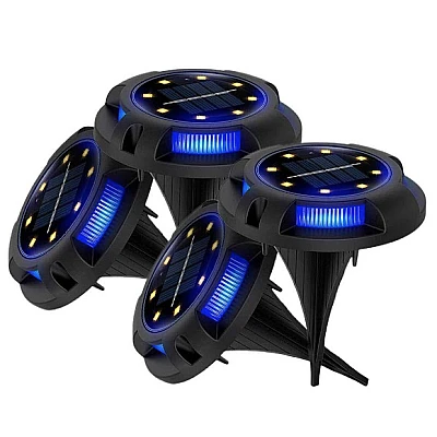 Set 4 lampi solare pentru curte cu picioruse detasabile si led lateral Set 4 lampi solare pentru curte cu picioruse detasabile si led lateral