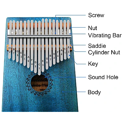 Kalimba 101 Instrument muzical ALBASTRU din lemn 17 note Kalimba 101 Instrument muzical ALBASTRU din lemn 17 note