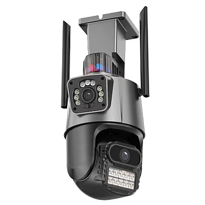 Camera de supraveghere dubla WIFI 8MP exterior/interior Ultra HD 5X zoom comunicare bidirectionala GRI Camera de supraveghere dubla WIFI 8MP exterior/interior Ultra HD 5X zoom comunicare bidirectionala GRI