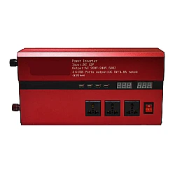 Invertor cu Display Dublu 5000W 12-220V Port-uri USB Priza ROSU