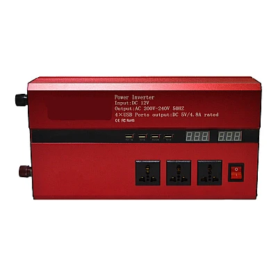 Invertor cu Display Dublu 5000W 12-220V Port-uri USB Priza ROSU Invertor cu Display Dublu 5000W 12-220V Port-uri USB Priza ROSU