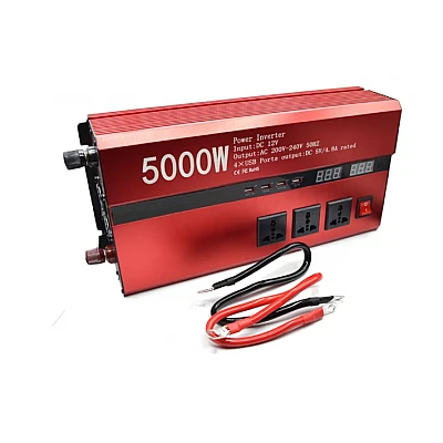 Invertor cu Display Dublu 5000W 12-220V Port-uri USB Priza ROSU Invertor cu Display Dublu 5000W 12-220V Port-uri USB Priza ROSU