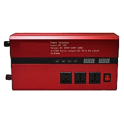 Invertor cu Display Dublu 3000W 12-220V Port-uri USB Priza ROSU