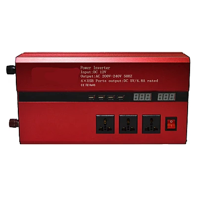 Invertor cu Display Dublu 3000W 12-220V Port-uri USB Priza ROSU Invertor cu Display Dublu 3000W 12-220V Port-uri USB Priza ROSU