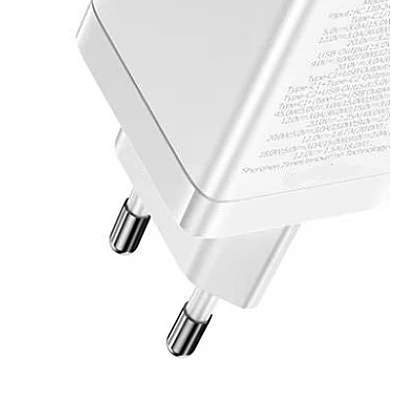 Incarcator retea rapid PD 65W 2xUSB-C + USB ALB Incarcator retea rapid PD 65W 2xUSB-C + USB ALB