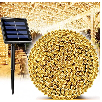 Instalatie Solara ALB CALD 1500 3 lungime 10 Metri cu 100 LED Instalatie Solara ALB CALD 1500 3 lungime 10 Metri cu 100 LED