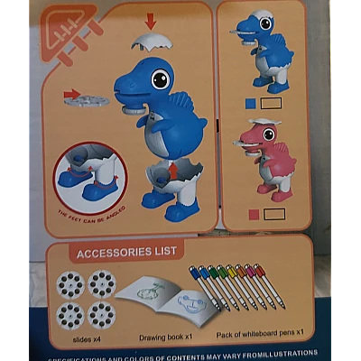 UB Jucarie cu proiector pentru desen in forma de dinozaur si carioci UB Jucarie cu proiector pentru desen in forma de dinozaur si carioci