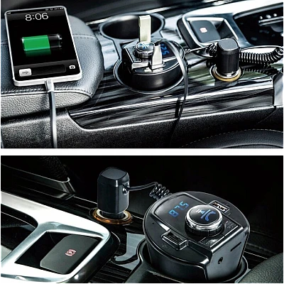 Modulator auto BX6 Bluetooth FM USB Negru Modulator auto BX6 Bluetooth FM USB Negru