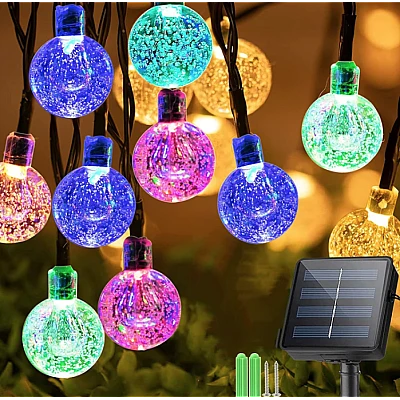 UB Instalatie Solara 7 metri cu 50 GLOBURI Cristal Led lumina MULTICOLORA