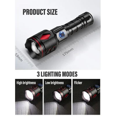 Lanterna puternica de mana ROMB LASER WICK 5800 lumeni si incarcare USB Lanterna puternica de mana ROMB LASER WICK 5800 lumeni si incarcare USB