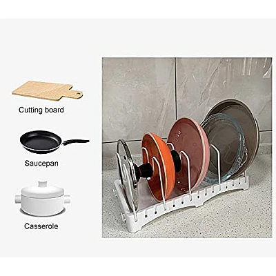 Organizator cu 4 compartimente pentru tigai/capace Organizator cu 4 compartimente pentru tigai/capace