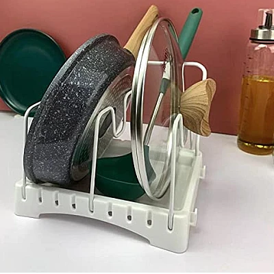 Organizator cu 4 compartimente pentru tigai/capace Organizator cu 4 compartimente pentru tigai/capace