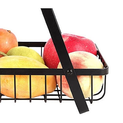 Cos metalic stil organizator fructe legume cu 2 niveluri NEGRU Cos metalic stil organizator fructe legume cu 2 niveluri NEGRU