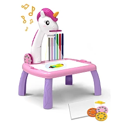Masuta de desenat UNICORN ROZ cu proiector diapozitive holograme