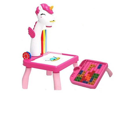 Masuta de desenat UNICORN ROZ cu proiector diapozitive holograme Masuta de desenat UNICORN ROZ cu proiector diapozitive holograme