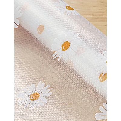 Folie de protectie pentru rafturi 45 x 300cm cu floricele albe Folie de protectie pentru rafturi 45 x 300cm cu floricele albe