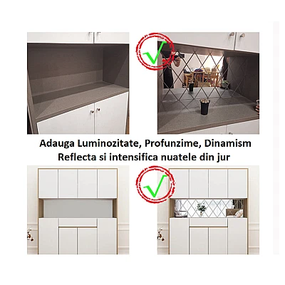 Set 58 Oglinzi Acrilice Autoadezive Luxer 100x100 cm Model Romb 1 metru patrat Set 58 Oglinzi Acrilice Autoadezive Luxer 100x100 cm Model Romb 1 metru patrat