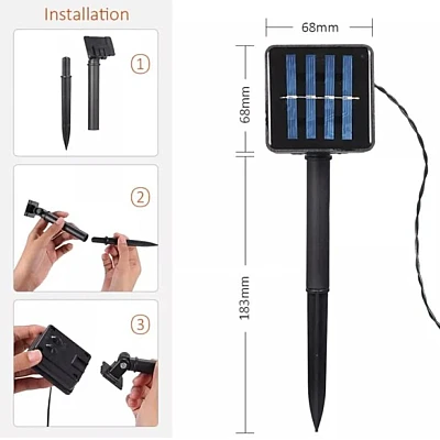 Instalatie cu incarcare solara 30 metri ALB CALD LI Instalatie cu incarcare solara 30 metri ALB CALD LI