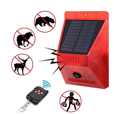 Lampa solara cu alarma pentru protectie cu senzor de miscare telecomanda rosie Lampa solara cu alarma pentru protectie cu senzor de miscare telecomanda rosie