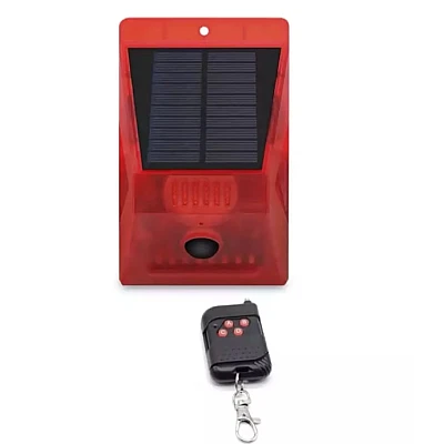 Lampa solara cu alarma pentru protectie cu senzor de miscare telecomanda rosie Lampa solara cu alarma pentru protectie cu senzor de miscare telecomanda rosie