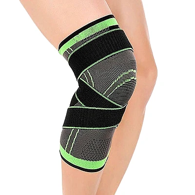Genunchiera Elastica Ajustabila cu Bretele Elastice Negru si Verde Genunchiera Elastica Ajustabila cu Bretele Elastice Negru si Verde