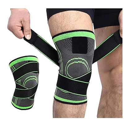 Genunchiera Elastica Ajustabila cu Bretele Elastice Negru si Verde Genunchiera Elastica Ajustabila cu Bretele Elastice Negru si Verde