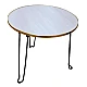 Masa Mica Rotunda Alb Auriu cu piciore Metalica Negre Masa Mica Rotunda Alb Auriu cu piciore Metalica Negre