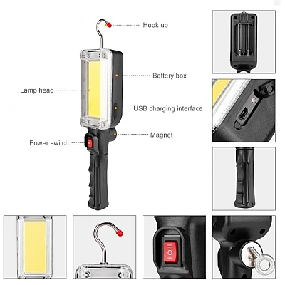 Lampa Lucru ZJ-8859 cu 2 Acumulatori 18650 Lampa Lucru ZJ-8859 cu 2 Acumulatori 18650