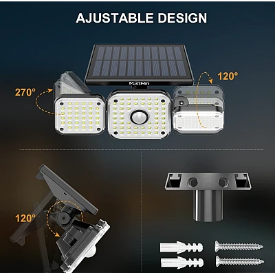 Lampa solara tripla LF-1789A de perete cu senzor miscare