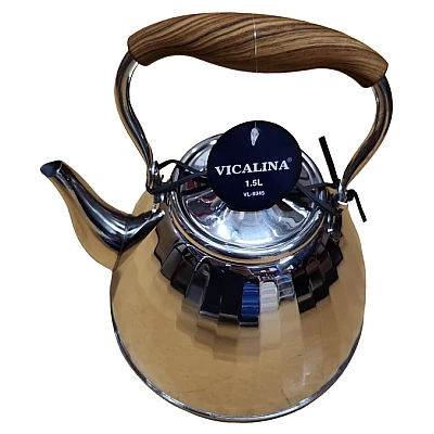 Ibric Ceai VL-9345 Vicalina ARGINTIU 1.5L cu Maner Lemn Ibric Ceai VL-9345 Vicalina ARGINTIU 1.5L cu Maner Lemn
