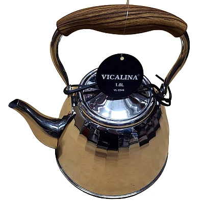 Ibric Ceai VL-9344 Vicalina ARGINTIU 1.0L cu Maner Lemn Ibric Ceai VL-9344 Vicalina ARGINTIU 1.0L cu Maner Lemn