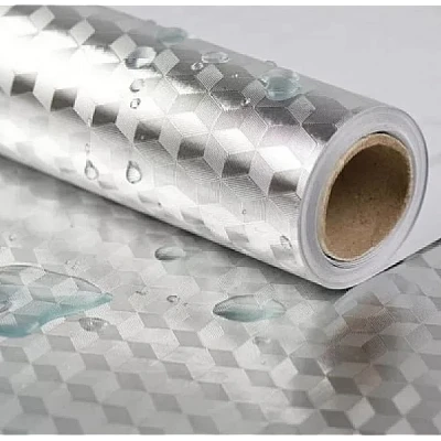 Folie aluminiu ARGINTIE 3D MODEL autoadeziva bucatarie 60 x 300 cm LY Folie aluminiu ARGINTIE 3D MODEL autoadeziva bucatarie 60 x 300 cm LY