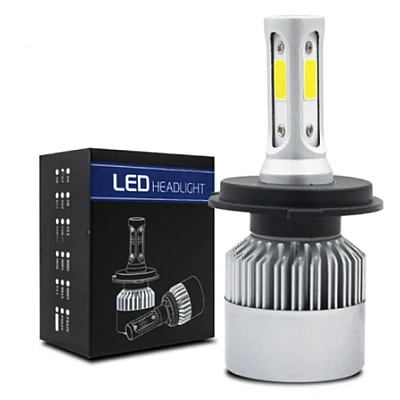 Kit becuri led auto COB S2 H4 2 buc/set 8000Lumeni temperatura 6000K/Alb putere 72W Kit becuri led auto COB S2 H4 2 buc/set 8000Lumeni temperatura 6000K/Alb putere 72W
