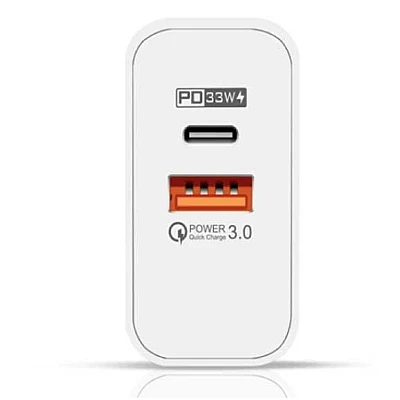 Incarcator de priza putere 65W cu 2 porturi Alb
