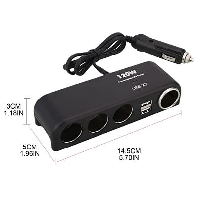 Priza auto No. 1525 cu 4 porturi de iesire si 2 USB Priza auto No. 1525 cu 4 porturi de iesire si 2 USB