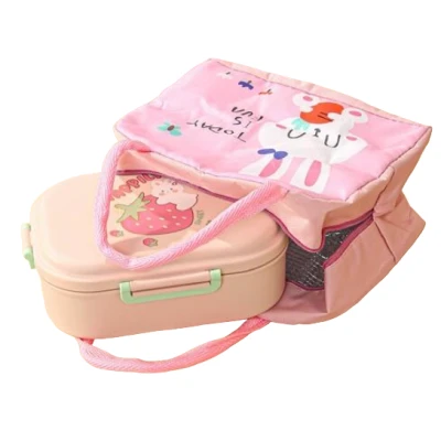 Geanta de pranz termica din panza Pink Bunny