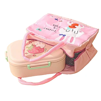 Geanta de pranz termica din panza Pink Bunny Geanta de pranz termica din panza Pink Bunny