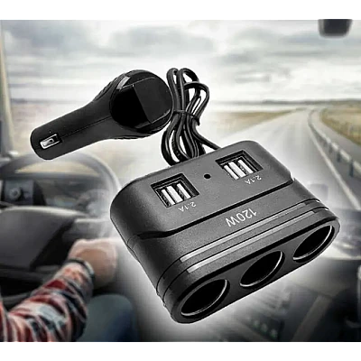 Splitter Auto 1680 120W 12/24V pentru 3 ieșiri brichetă + 4 intrări USB Splitter Auto 1680 120W 12/24V pentru 3 ieșiri brichetă + 4 intrări USB