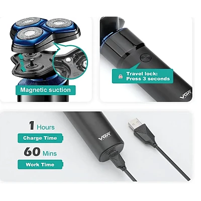 Aparat profesional de ras cu capete rotative triple VGR V325 Aparat profesional de ras cu capete rotative triple VGR V325