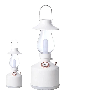 Mini umidificator ALB cu lampa vintage si schimbare de culoare Mini umidificator ALB cu lampa vintage si schimbare de culoare